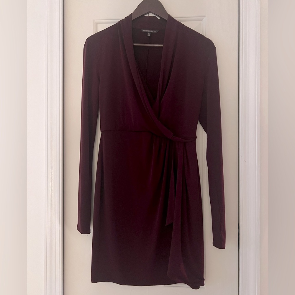 VS wine colored stretch dress, mid-mini length, size M
